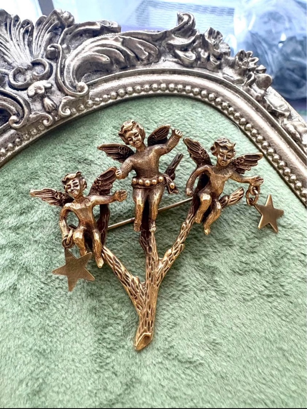 Rare Kirks Folly Three Cherubs Brooch
